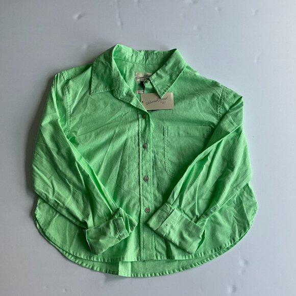 Universal Thread Button Down Crop Top Green Size Medium - Picture 2 of 4